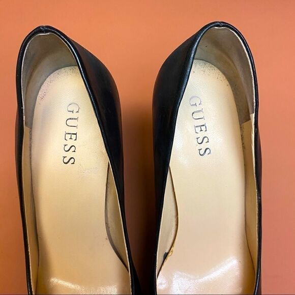 Guess Platform Stiletto Black Leather Heels Pumps Size 7 - Picture 4 of 8